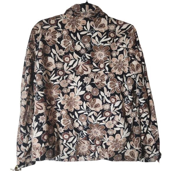 Haymaker Vintage Beige Floral 100% Cotton Button Jacket Long Sleeve Womens Large - Picture 5 of 15